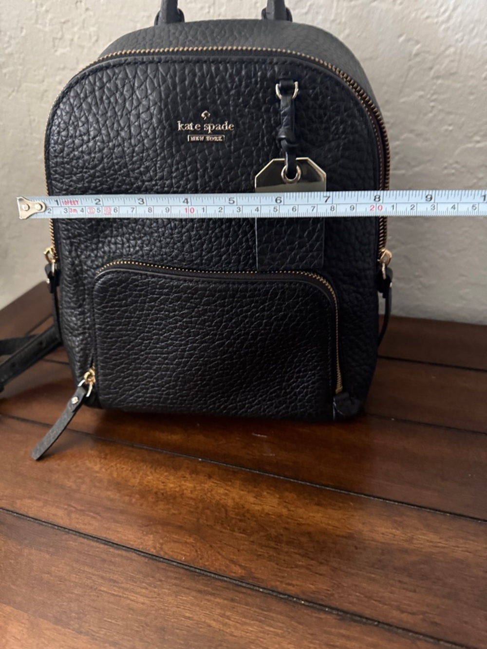 Kate Spade Black Pebbled Leather Mini Backpack with Gold Hardware - Picture 2 of 5